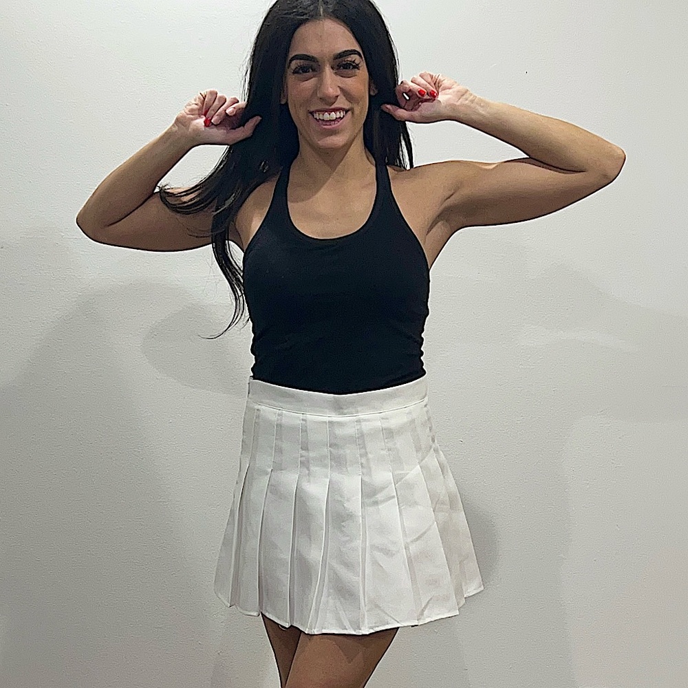 White Pleated Preppy Y2K Skort